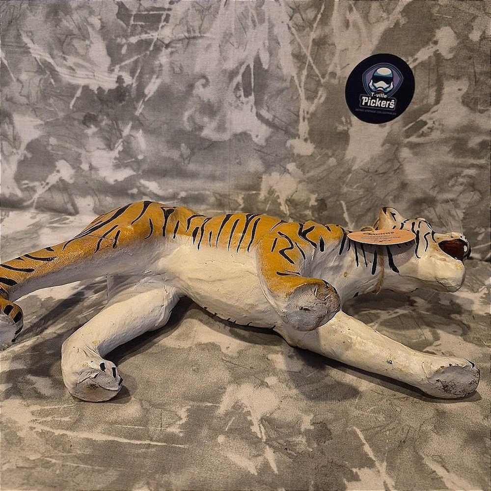 VTG Black Stripe Leather Wrapped Tiger Statue Figurine Sculpture 17" x 7.5"~NWT - Picture 6 of 9